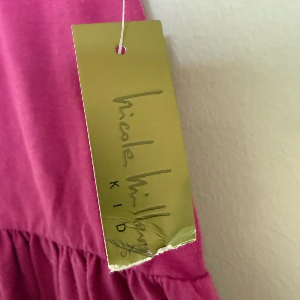 Nicole Miller Kids Girls Fuchsia Dress Size 6 Gold Stud Detail NWT